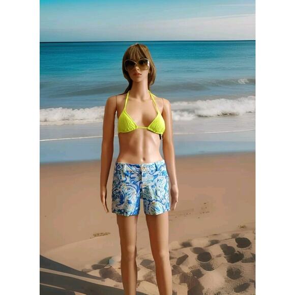 Lilly Pulitzer The Callahan Stretch Shorts Blue White Print Womens 0